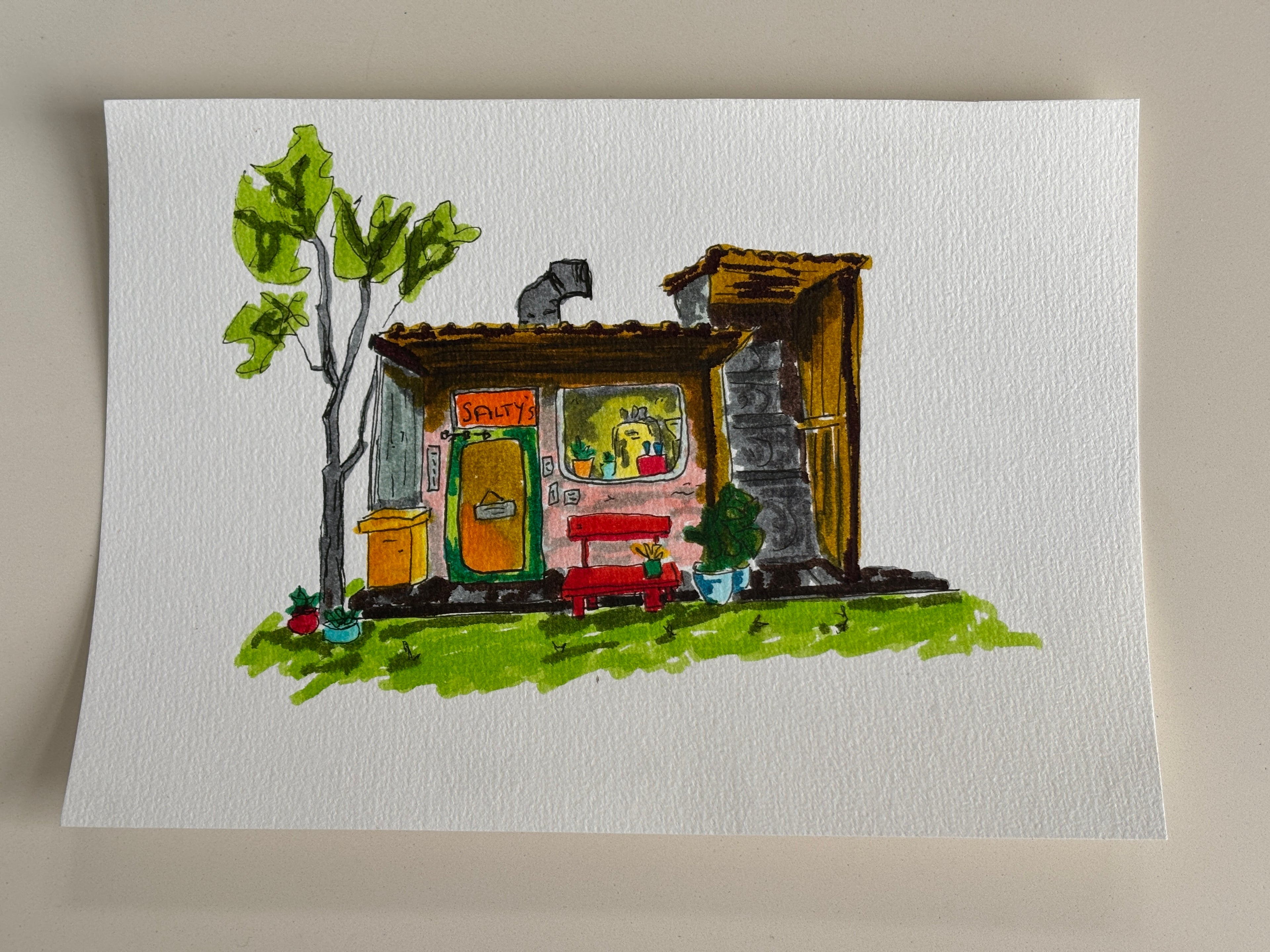 Salty Cafe Watercolour