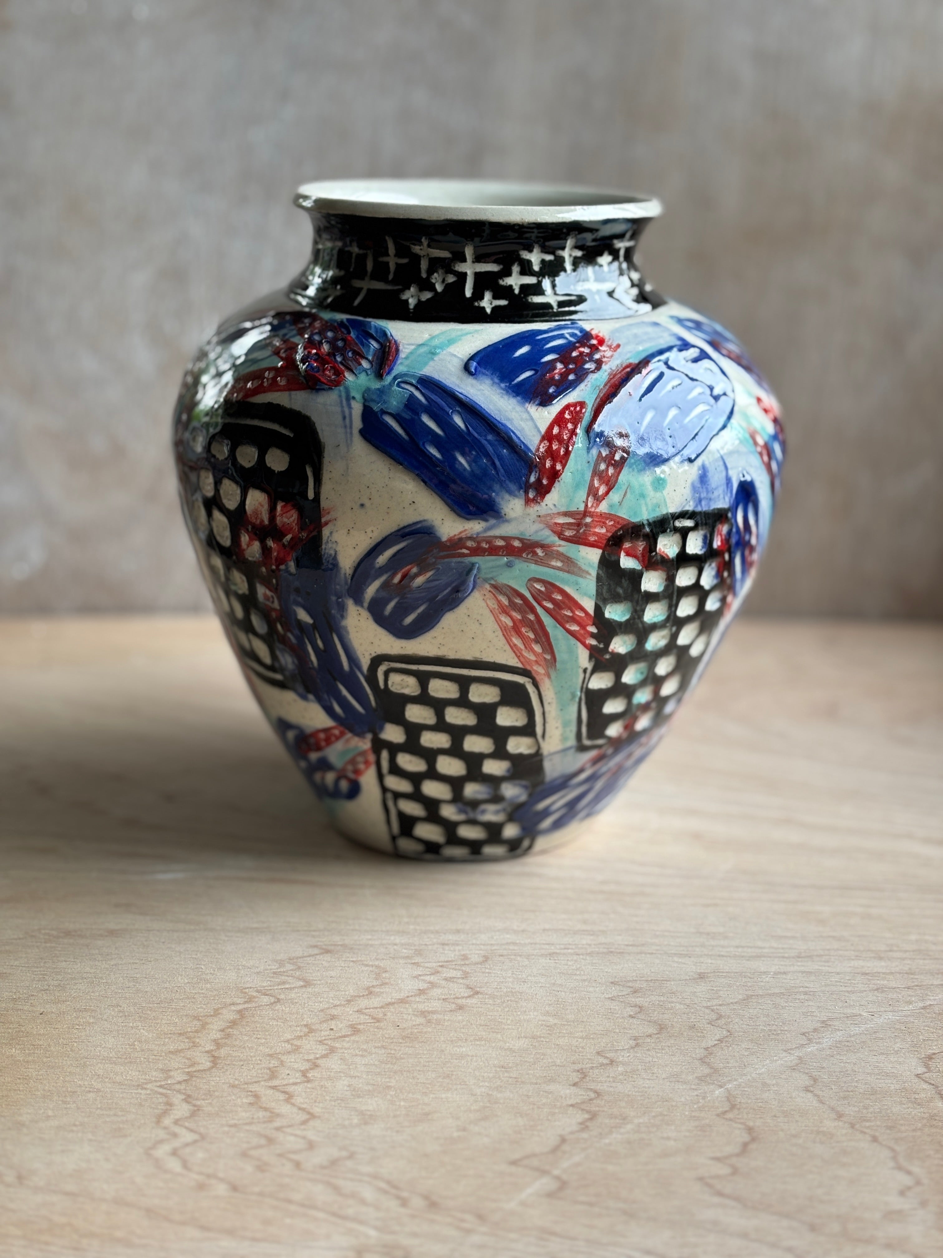 City Scene New Years Eve Vase