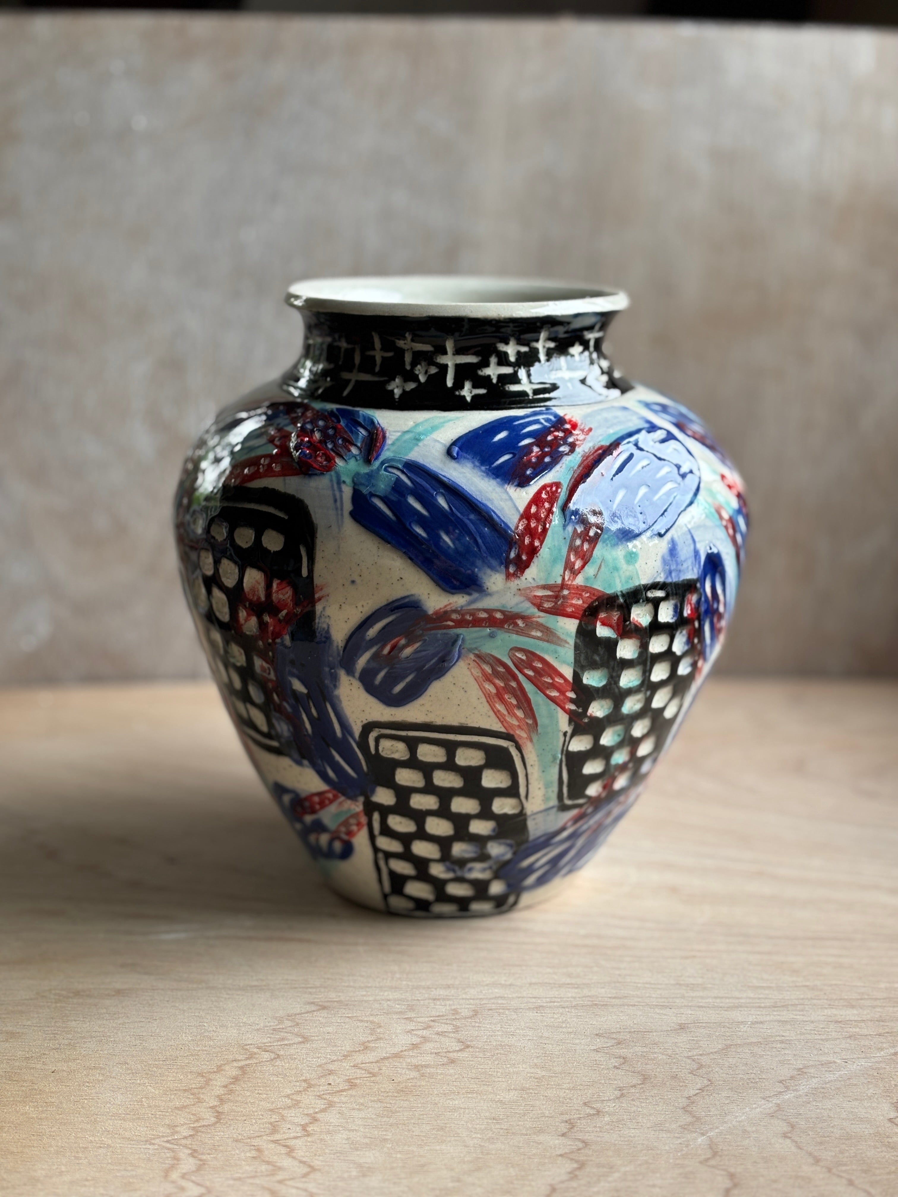 City Scene New Years Eve Vase