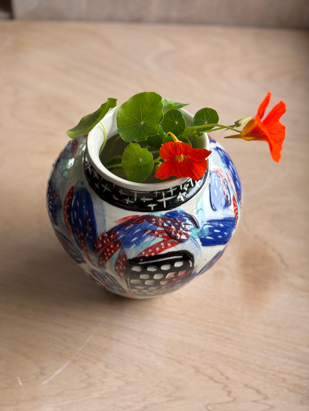 City Scene New Years Eve Vase